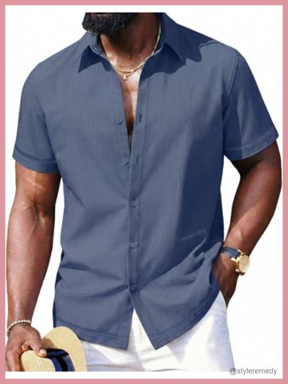 Men's Linen Textured Button Down Short Sleeve Shirt Casual Beach Vacation
